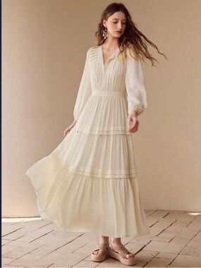 MOTF Cream Tiered Maxi Dress NWT
